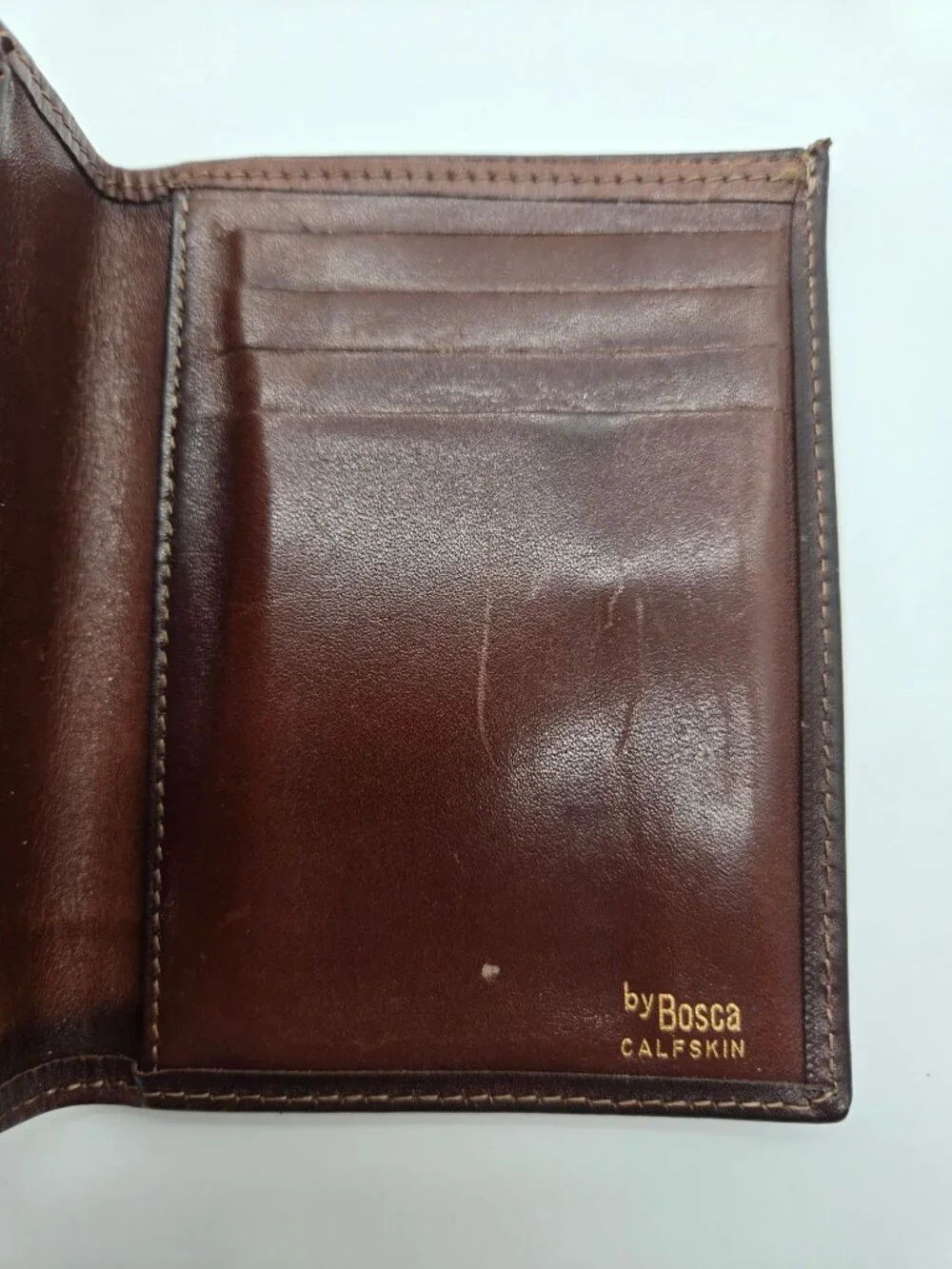 Vintage Bosca Burgundy Leather Kiss Lock Wallet Coin Purse Bifold Organizer